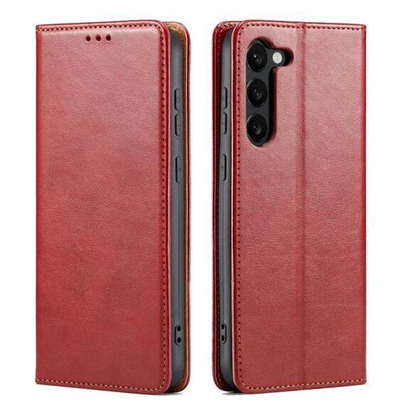 Custodia per telefono Fierre Shann PU in vera pelle per Samsung Galaxy S24 5G (rossa)
