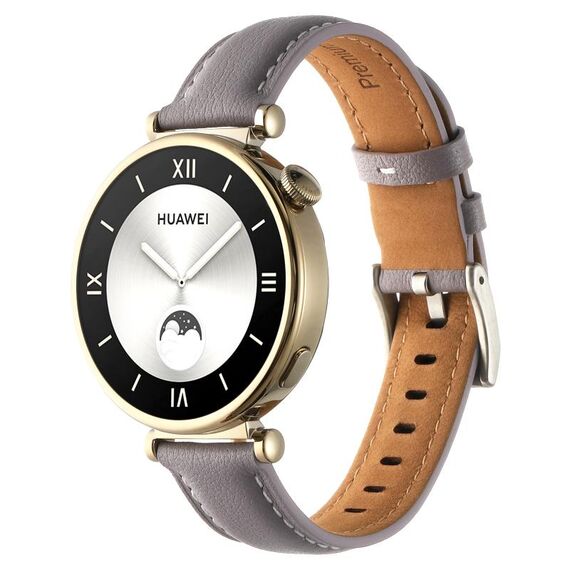 Per Huawei Watch GT4 41mm 18mm cinturino in pelle con fibbia ad ardiglione filettata (viola)
