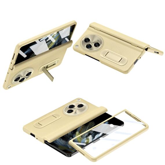 Per OPPO Find N3 Custodia per telefono in pelle con cerniera pieghevole integrata con penna (gialla)