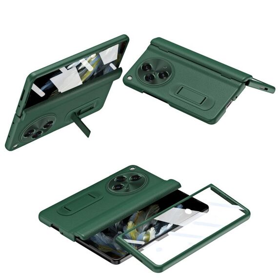 Per OPPO Find N3 Custodia per telefono in pelle con cerniera pieghevole integrata con penna (verde)