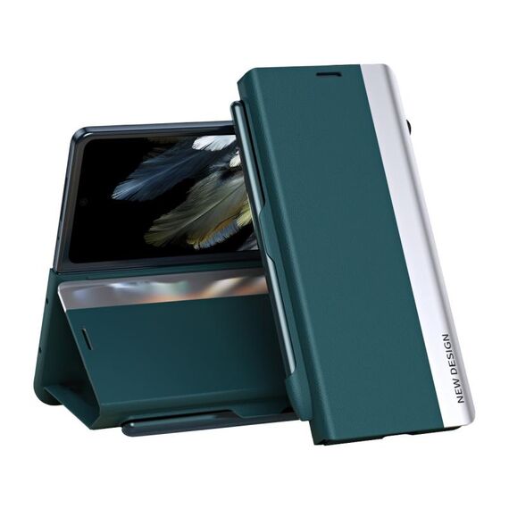 Per OPPO Find N3 Custodia per telefono in pelle ad adsorbimento elettrolitico laterale con slot per penna (verde)