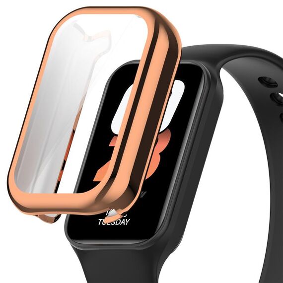 Per Xiaomi Smart Band 8 Custodia protettiva per orologio elettrolitico in TPU con pacchetto completo attivo (oro rosa)