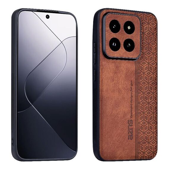 Per Xiaomi 14 Pro AZNS Custodia per telefono con sensazione di pelle in rilievo 3D (marrone)