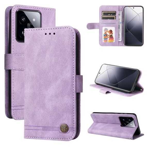 Per Xiaomi 14 Pro Skin Feel Life Tree Custodia per telefono in pelle con bottoni in metallo (viola)