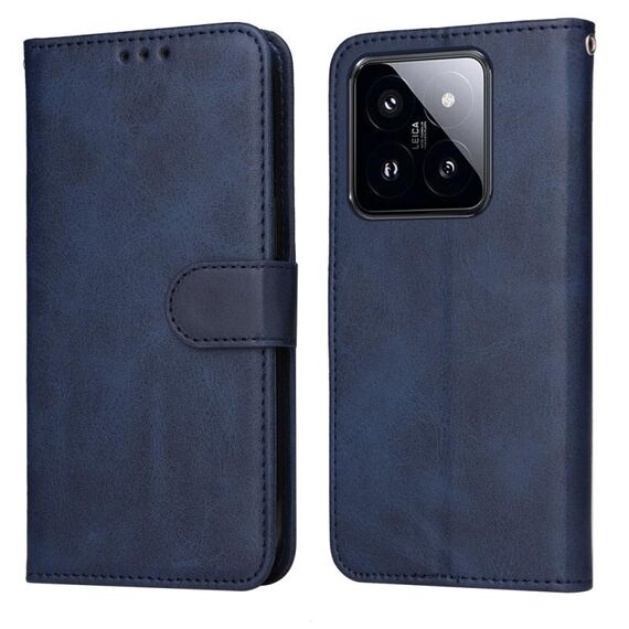 Per Xiaomi 14 Pro Custodia per cellulare in pelle con texture classica in vitello (blu)