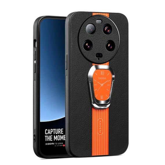 Per Xiaomi 13 Custodia per telefono posteriore in pelle ultra magnetica Litchi con supporto (arancione)