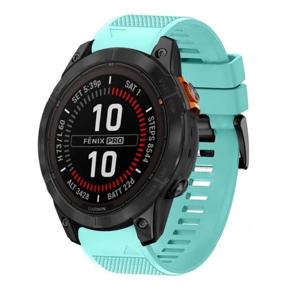 Per cinturino in silicone a sgancio rapido Garmin Fenix 7X Pro 51mm 26mm (verde menta)