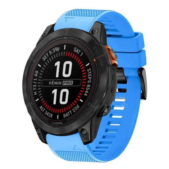 Per cinturino in silicone a sgancio rapido Garmin Fenix 7X Pro 51mm 26mm (blu cielo)