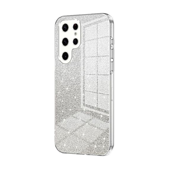 Per Samsung Galaxy S22 Ultra 5G Custodia per telefono elettrolitico con polvere glitter sfumata (trasparente)