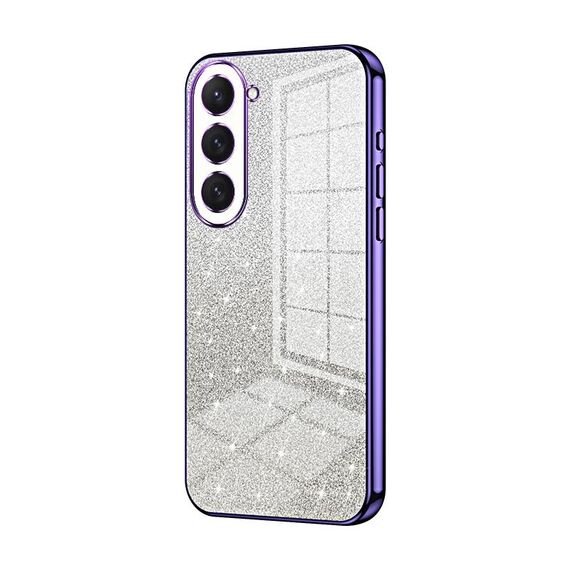 Custodia per telefono elettrolitico con polvere glitter sfumata per Samsung Galaxy S23 5G (viola)