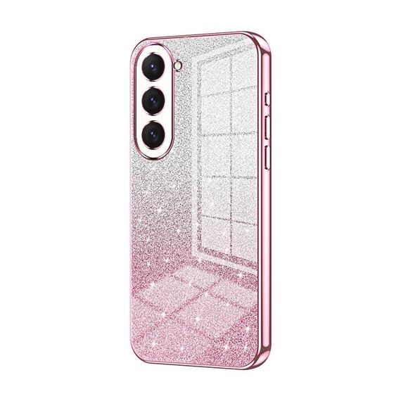Custodia per telefono elettrolitico con polvere glitter sfumata per Samsung Galaxy S23 5G (rosa)