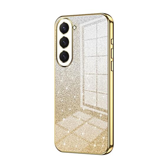Custodia per telefono elettrolitico con polvere glitter sfumata per Samsung Galaxy S23 5G (oro)