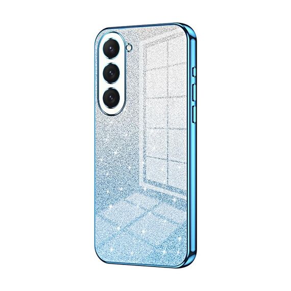 Per Samsung Galaxy S23 5G Custodia per telefono elettrolitico con polvere glitter sfumata (blu)