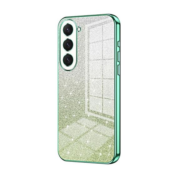 Custodia per telefono elettrolitico con polvere glitter sfumata per Samsung Galaxy S23 5G (verde)