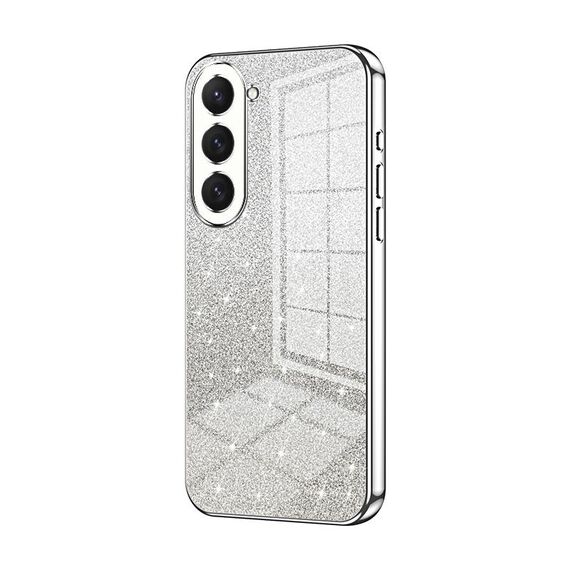 Custodia per telefono elettrolitico con polvere glitter sfumata per Samsung Galaxy S23 5G (argento)
