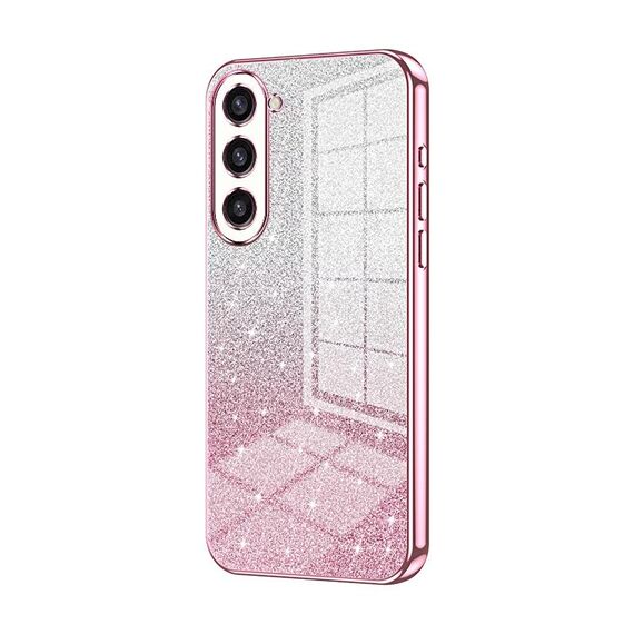 Custodia per telefono elettrolitico con polvere glitter sfumata per Samsung Galaxy S23+ 5G (rosa)