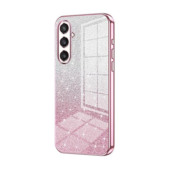 Per Samsung Galaxy S23 FE 5G Custodia per telefono elettrolitico con polvere glitterata sfumata (rosa)