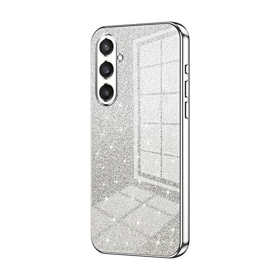 Per Samsung Galaxy S23 FE 5G Custodia per telefono elettrolitico con polvere glitter sfumata (Argento)