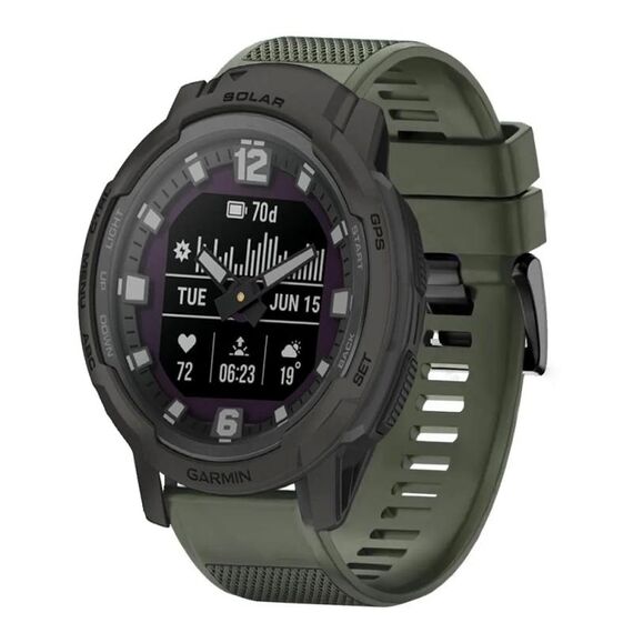 Per cinturino in silicone a sgancio rapido Garmin Instinct Crossover Solar da 22 mm (verde militare)