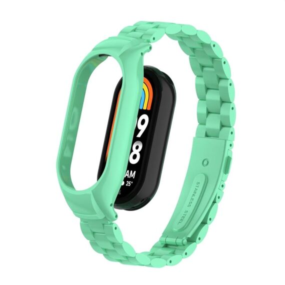 Per custodia in metallo integrata Xiaomi Mi Band 8 + cinturino per orologio a tre sfere (mare blu)