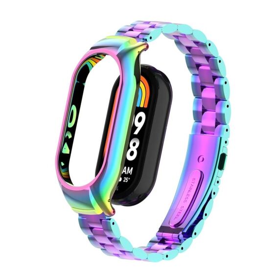 Per custodia in metallo integrata Xiaomi Mi Band 8 + cinturino per orologio a tre sfere (colorato)