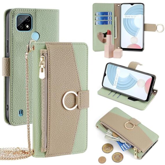 Custodia per telefono in pelle con trama crossbody Litchi per Nokia C21 (verde)