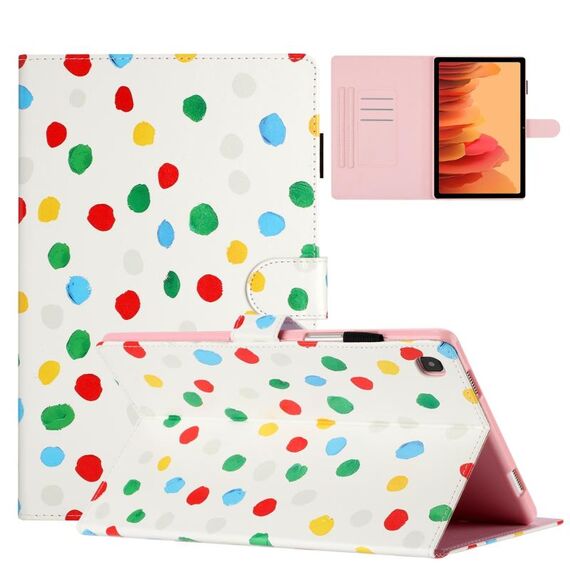 Custodia Smart Tablet in pelle con motivo a pois per Samsung Galaxy Tab A7 10.4 2020 T500 (punto colorato bianco)