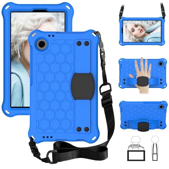 Per Blackview Tab 60 8.7 2023 Custodia per tablet PC ibrida EVA a nido d'ape con cinturino (blu + nero)