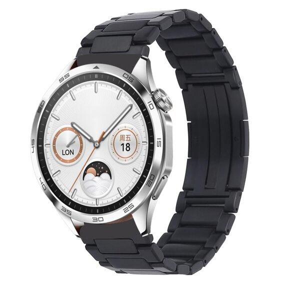 Per Huawei Watch GT4 cinturino per orologio in metallo con fibbia pieghevole a forma di H da 46 mm (nero)