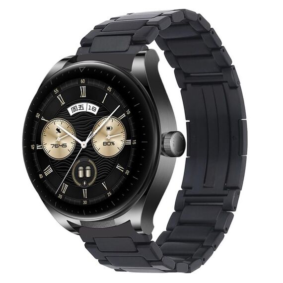 Per Huawei Watch Ultimate / Buds cinturino per orologio in metallo con fibbia pieghevole a forma di H in acciaio inossidabile (nero)