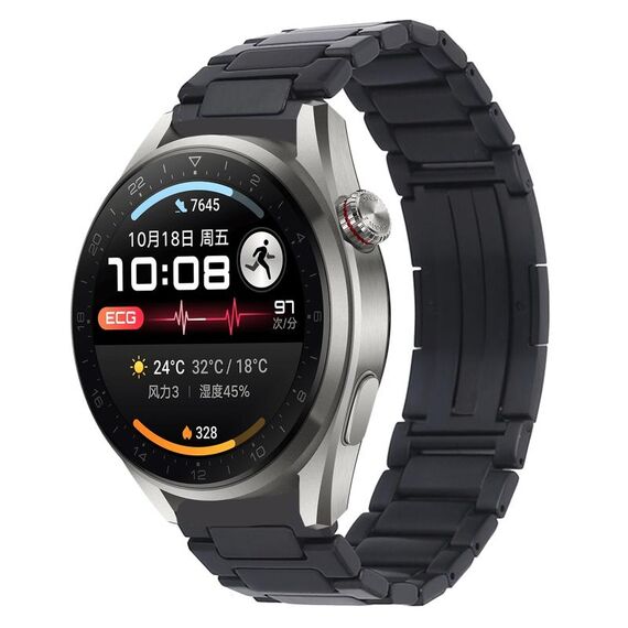 Per Huawei Watch 3 Pro Nuovo cinturino per orologio in metallo con fibbia pieghevole a forma di H (nero)