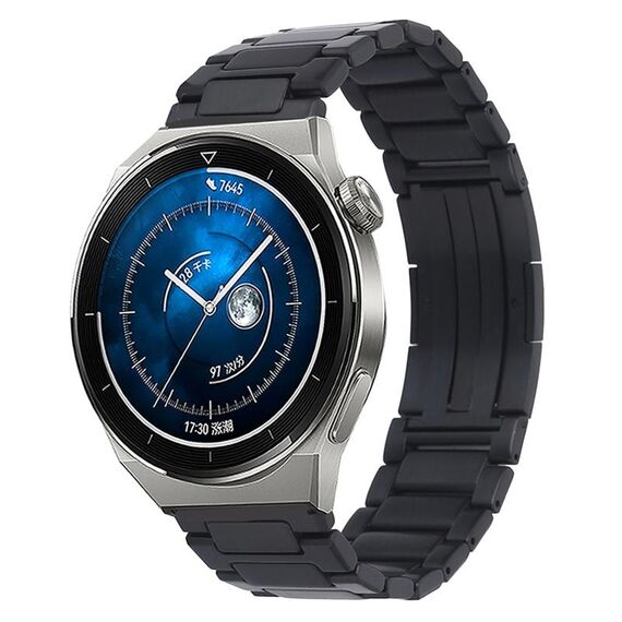 Per Huawei Watch GT3 Pro 46mm / Watch GT3 46mm Cinturino in metallo con fibbia pieghevole a forma di H in acciaio inossidabile (nero)