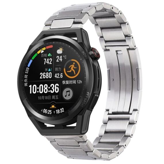 Per Huawei Watch GT Runner cinturino per orologio in metallo con fibbia pieghevole a forma di H in acciaio inossidabile (argento)