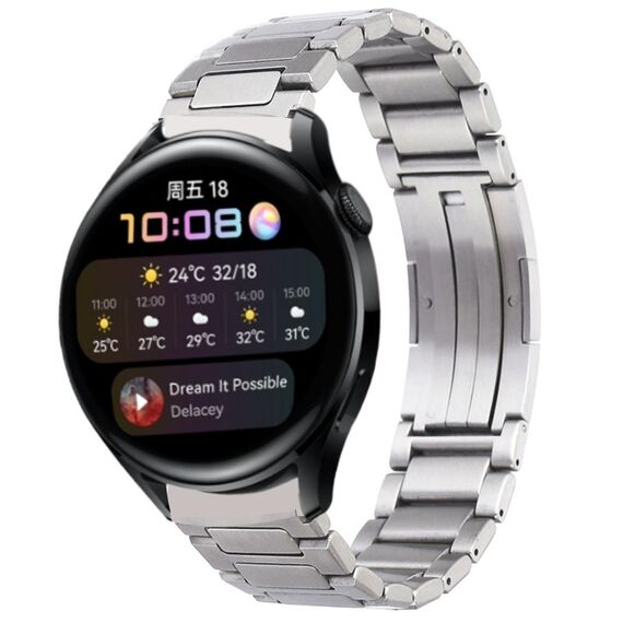 Per Huawei Watch3 / Watch3 Pro Cinturino per orologio in metallo con fibbia pieghevole a forma di H in acciaio inossidabile (argento)