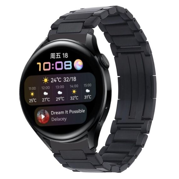 Per Huawei Watch3 / Watch3 Pro Cinturino per orologio in metallo con fibbia pieghevole a forma di H (nero)