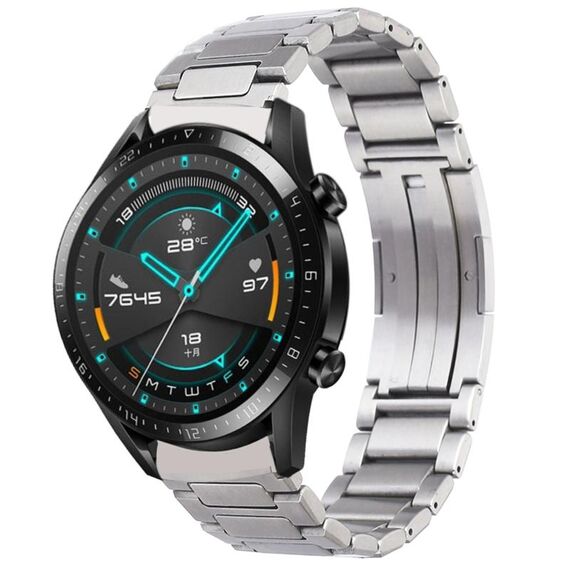 Per Huawei Watch GT2 46mm / Orologio GT cinturino pieghevole in acciaio inossidabile con fibbia pieghevole a forma di H (argento)