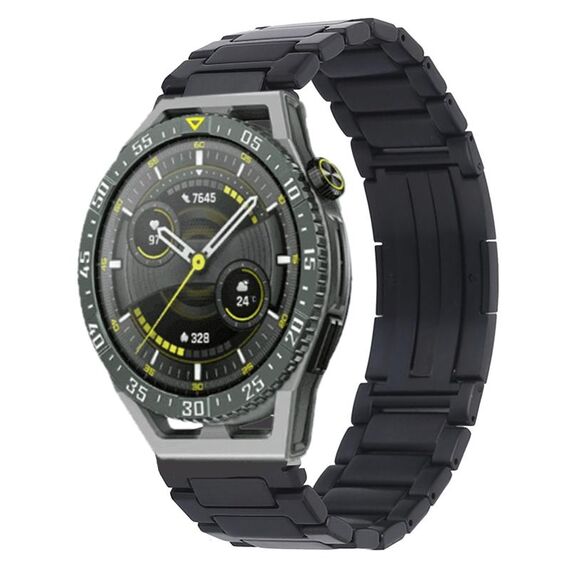 Per Huawei Watch GT3 SE cinturino pieghevole in acciaio inossidabile con fibbia pieghevole a forma di H (nero)