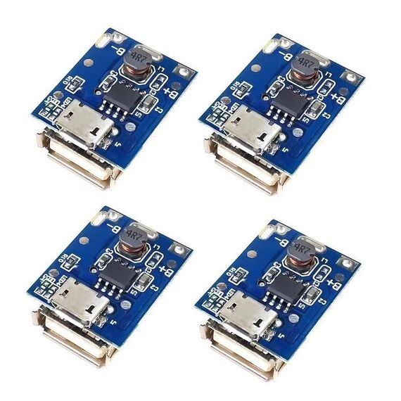 4 pz 5 V Convertitore Boost Modulo di Alimentazione Step-Up Batteria al Litio Scheda di Protezione Ricarica Display a LED per Caricatore Fai da Te 134N3P, Interfaccia: Micro USB