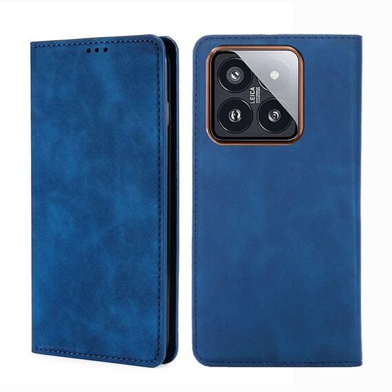 Custodia magnetica in pelle per Xiaomi 14 Pro Skin Feel (blu)