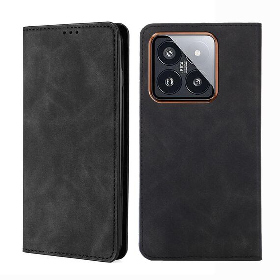 Custodia magnetica in pelle per Xiaomi 14 Pro Skin Feel (nera)