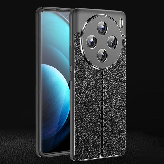 Custodia per telefono in TPU antiurto con texture Litchi per vivo X100 (nera)