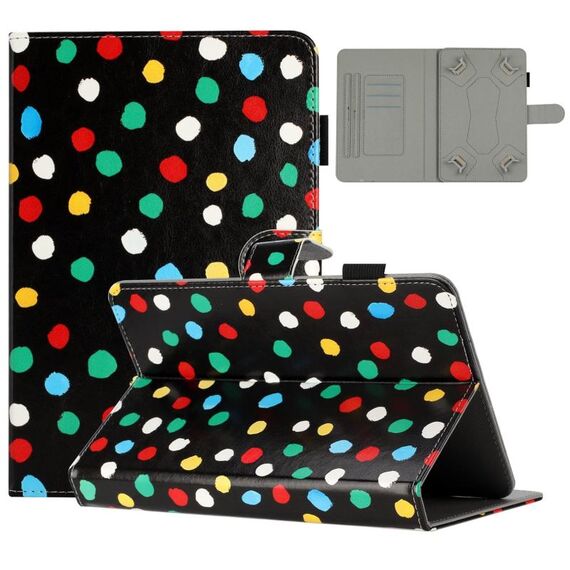 Custodia per tablet in pelle con motivo a pois da 7 pollici (punto colorato nero)