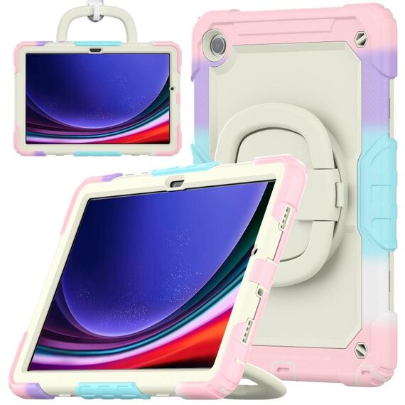 Custodia per tablet PC idrica in silicone per Samsung Galaxy Tab A9+ con tracolla (rosa colorato)