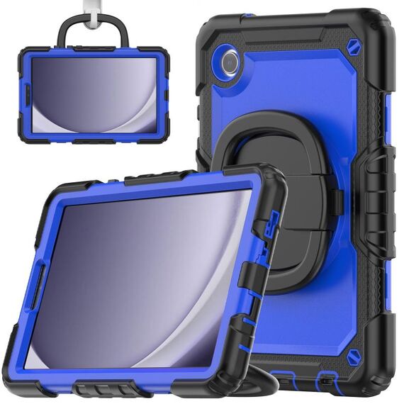 Per Samsung Galaxy Tab A9 Custodia per tablet PC idrica in silicone con tracolla (PC blu scuro)
