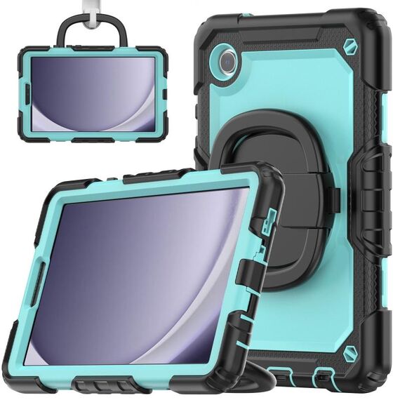 Per Samsung Galaxy Tab A9 Custodia per tablet PC idrica in silicone con tracolla (azzurro)