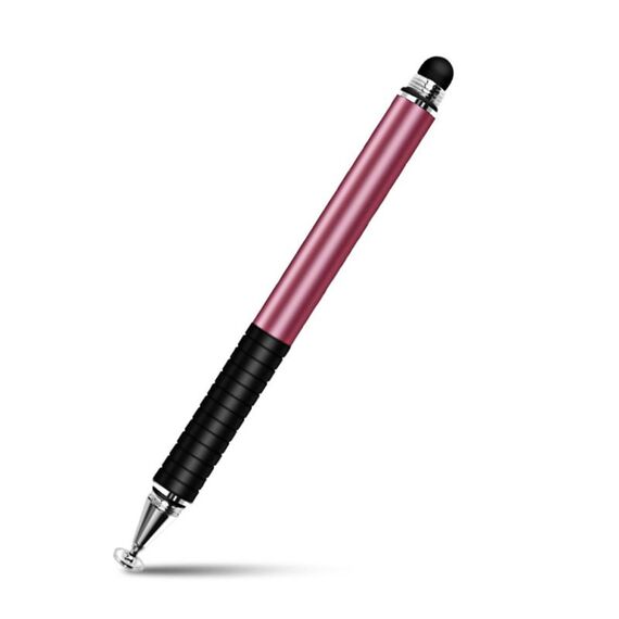 Penna stilo capacitiva in metallo 2 in 1 Dual Touch a ventosa (rosa)
