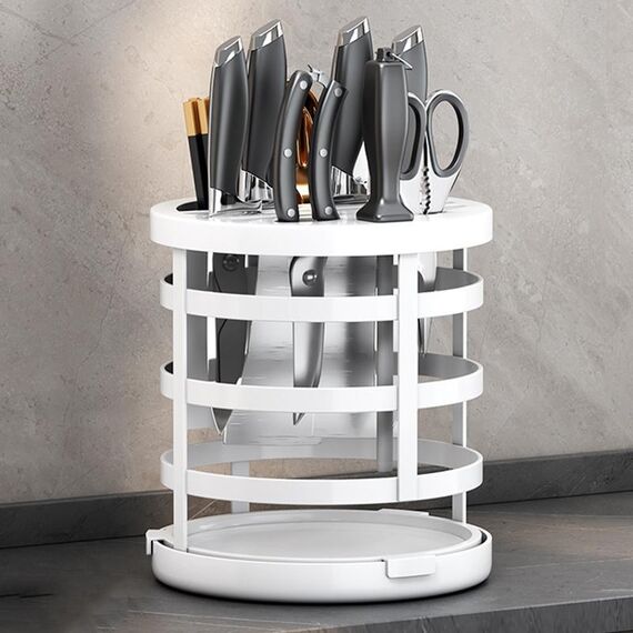 Home Addensare Coltello Organizzatore Cilindro per bacchette Drenaggio della cucina Mensola da appoggio, Specifica: Fisso (Bianco)