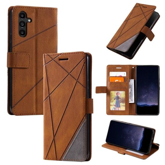 Custodia per cellulare in pelle con vibrazione orizzontale per Samsung Galaxy S24+ 5G Skin Feel (marrone)