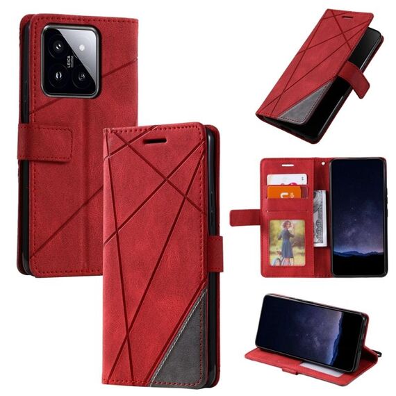 Custodia per telefono in pelle con giuntura Skin Feel per Xiaomi 14 (rossa)