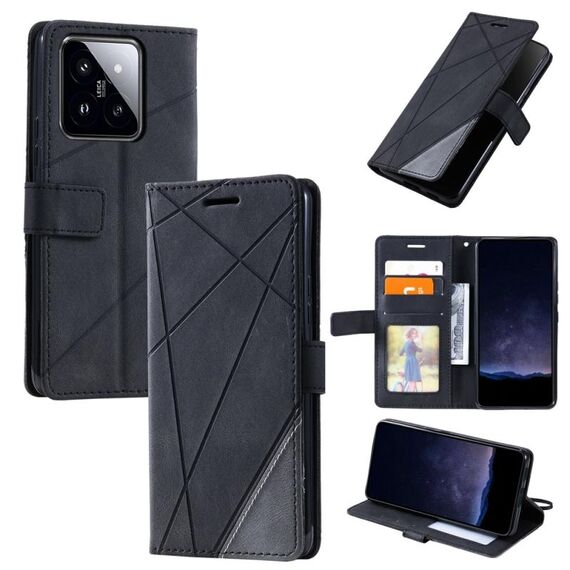 Custodia per telefono in pelle con giuntura Skin Feel per Xiaomi 14 (nera)